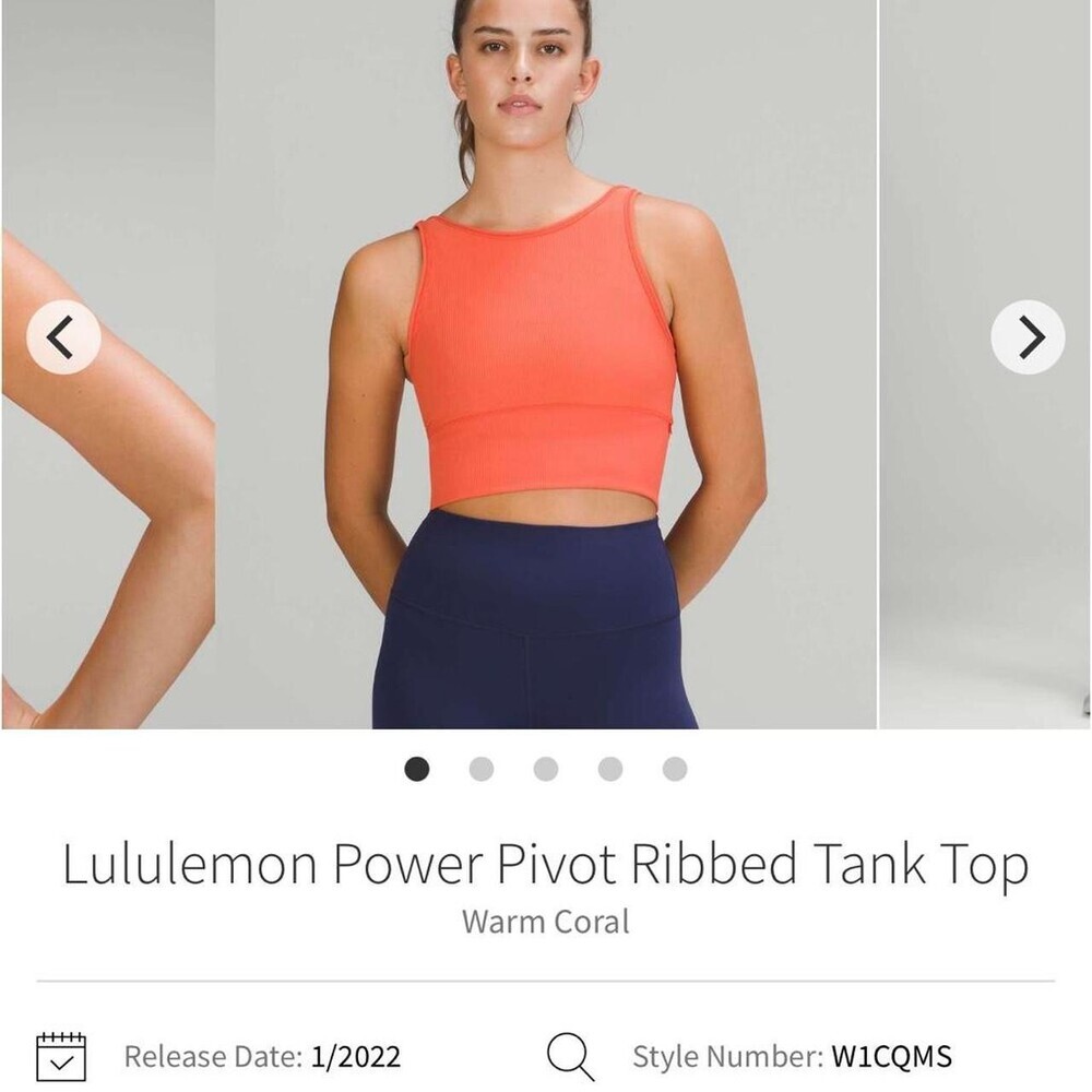 Lululemon Power Pivot Ribbed Tank Warm Coral